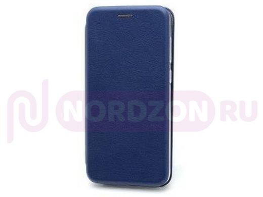 Чехол Huawei P30 Lite, BF, книжка с кожаной вставкой, синий