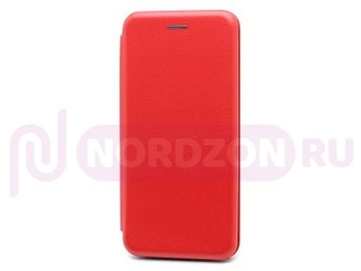 Чехол Huawei P30, BF, книжка с кожаной вставкой, красный
