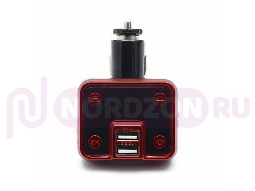 FM модулятор KCB-910, Bluetooth, micro SD, USB, AUX, красный