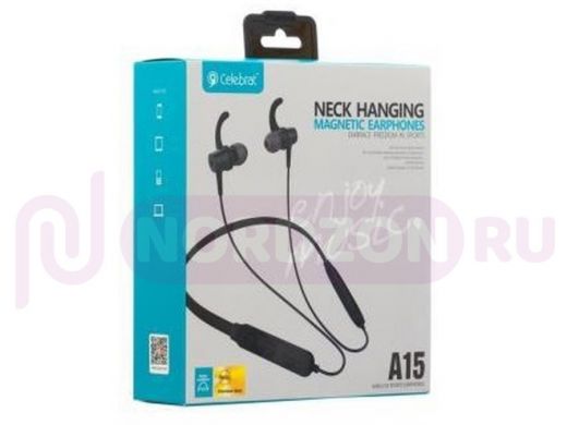 Bluetooth наушники с микрофоном (гарнитура)  Celebrat A15, Bluetooth, спортивная, чёрная