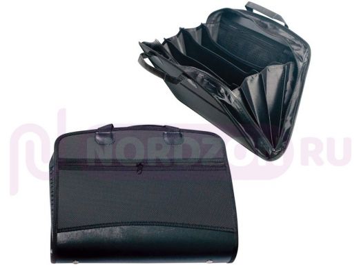 Портфель-сумка пласт. BRAUBERG А4+ (375х305х60мм), бизнес-класс, 4 отд, 2 карм, на молн, черн