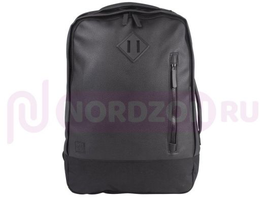 Рюкзак BRAUBERG молодежный с отд. для ноутбука, Квадро, искуств. кожа, черный, 44х29х13 см
