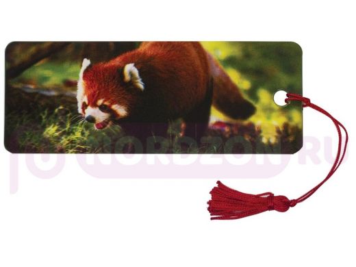 Закладка д/книг с линейкой 3D ОБЪЕМНАЯ BRAUBERG, Красная панда, с декоративным шнурком