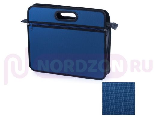 Сумка пластиковая BRAUBERG А4+, 390*315*70 мм, на молнии, внешний карман, фактура бисер, син