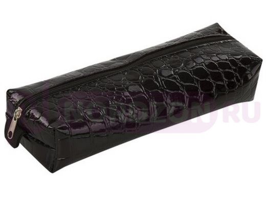 Пенал-косметичка BRAUBERG "Ultra black", "крокодиловая кожа", 20*6*4см