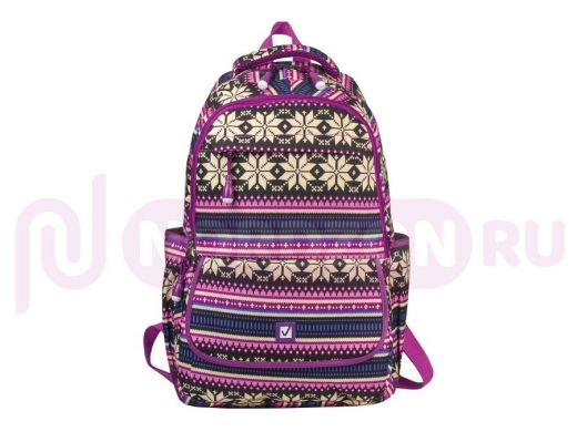 Рюкзак BRAUBERG молодежный, Фиолетовые узоры, канвас, 47х32х14 см