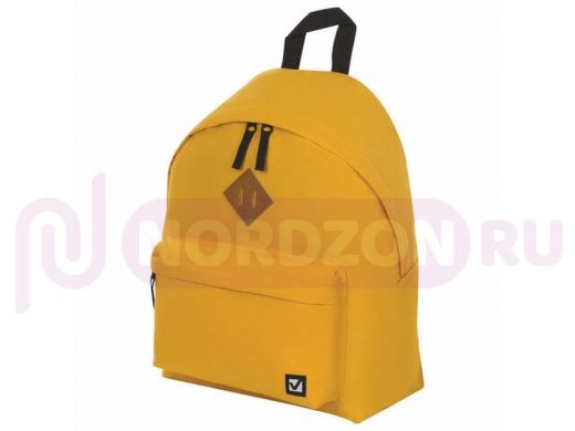 Рюкзак BRAUBERG универсальный, сити-формат, один тон, желтый, 20 литров, 41*32*14 cм