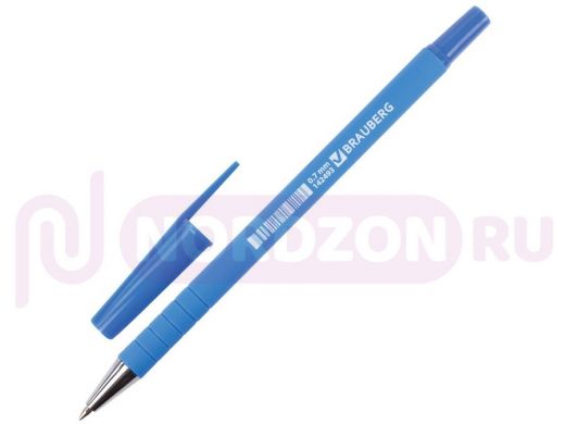 Ручка шариковая BRAUBERG Capital blue, СИНЯЯ, корпус soft-touch голубой, 0,7мм, линия 0,35мм, BP174