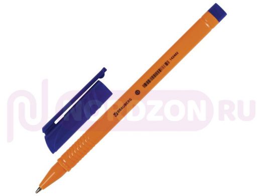 Ручка шариковая BRAUBERG Solar, СИНЯЯ, трехгранная, корпус оранжевый, узел 1мм, линия 0,5мм
