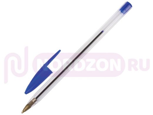 Ручка шариковая STAFF, СИНЯЯ, корпус прозрачный, узел 1мм, линия письма 0,5мм