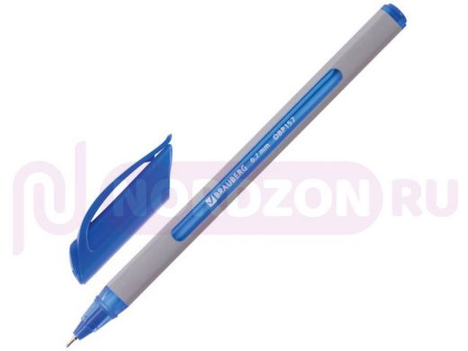 Ручка шариковая масляная BRAUBERG Extra Glide Soft Grey, СИНЯЯ, 0,7мм, линия 0,35мм