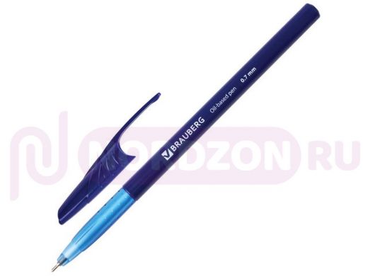 Ручка шариковая масляная BRAUBERG Oil Base, СИНЯЯ, корпус синий, узел 0,7мм, линия 0,35мм