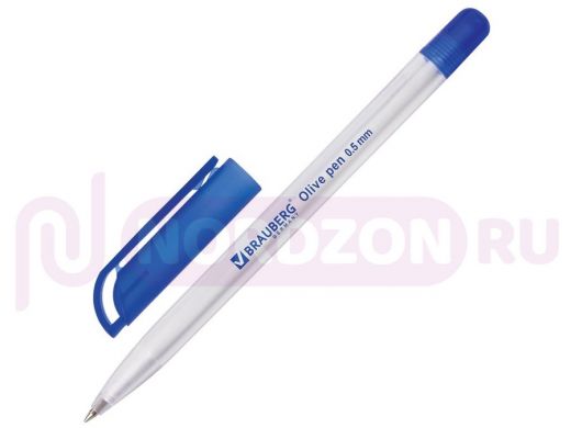 Ручка шариковая масляная "BR-74843" Olive Pen, СИНЯЯ, корпус прозрачный, 0,7мм, линия 0,35мм