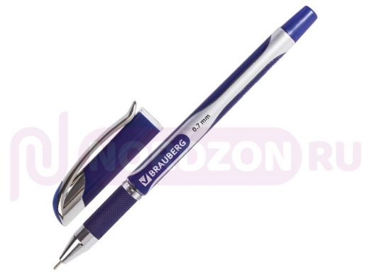 Ручка шариковая масляная с грипом BRAUBERG Sigma Plus, СИНЯЯ, печать, 0,7мм, линия 0,35мм, OBP111