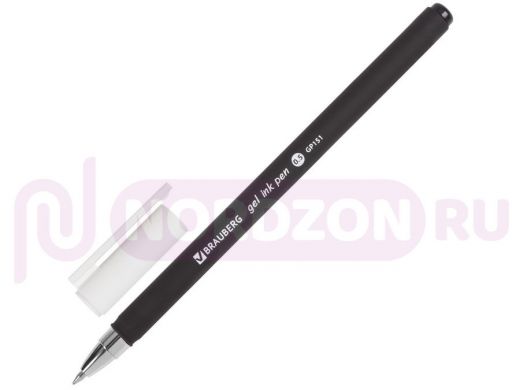 Ручка гелевая BRAUBERG Matt Gel, ЧЕРНАЯ, корпус soft-touch, узел 0,5 мм, линия 0,35 мм