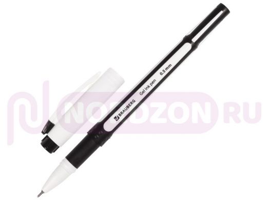 Ручка гелевая с грипом BRAUBERG Contact, ЧЕРНАЯ, корпус черный, узел 0,5мм, линия 0,35мм