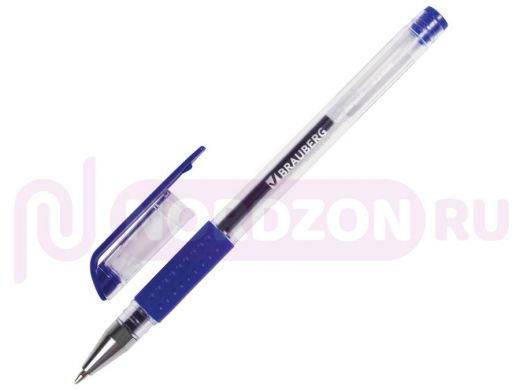 Ручка гелевая с грипом BRAUBERG Number One, СИНЯЯ, пишущий узел 0,5мм, линия письма 0,35мм