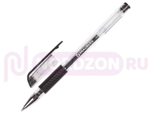 Ручка гелевая с грипом "BR-75055" Number One, ЧЕРНАЯ, пишущий узел 0,5мм, линия 0,35мм