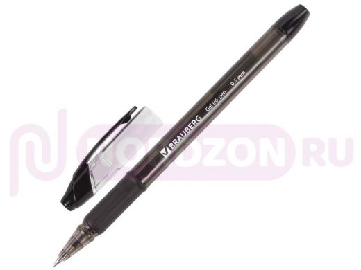 Ручка гелевая с грипом "BR-75056" Samurai, ЧЕРНАЯ, корпус тонированный, 0,5мм, линия 0,35мм