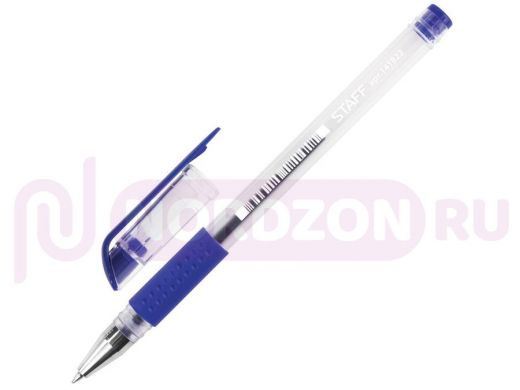 Ручка гелевая с грипом "BR-75060", СИНЯЯ, корпус прозрачный, пишущий узел 0,5мм, линия 0,35мм