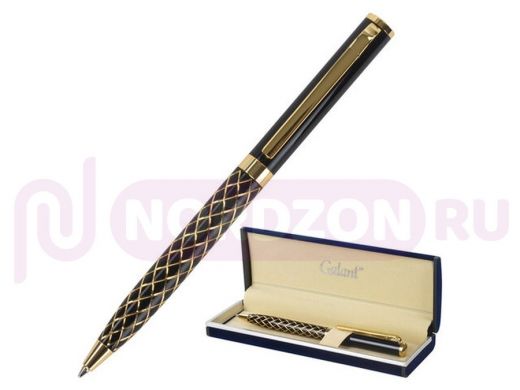 Ручка подарочная шариковая GALANT Klondike, корпус золот./черн., золот.детали, 0,7мм, синяя