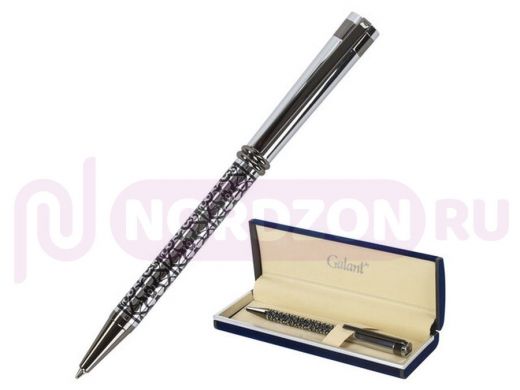 Ручка подарочная шариковая GALANT Locarno, корпус серебр./черный, хром.детали, 0,7мм, синяя