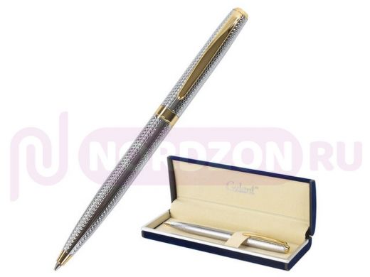 Ручка подарочная шариковая GALANT Marburg, корпус серебристый, золот. детали, 0,7мм, синяя
