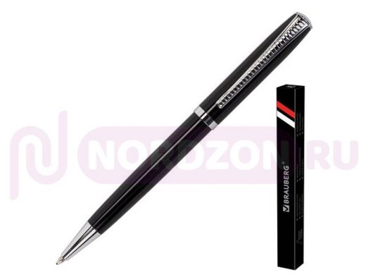 Ручка бизнес-класса шариковая BRAUBERG Cayman Black, корп.черный, узел 1мм, линия 0,7мм,синяя