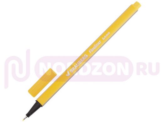 Ручка капиллярная BRAUBERG Aero, ЖЕЛТАЯ, трехгранная, металлический наконечник, 0,4мм