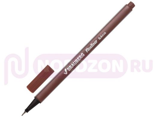 Ручка капиллярная BRAUBERG Aero, КОРИЧНЕВАЯ, трехгранная, металлический наконечник, 0,4мм
