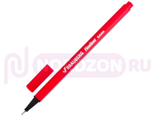 Ручка капиллярная BRAUBERG Aero, КРАСНАЯ, трехгранная, металлический наконечник, 0,4мм