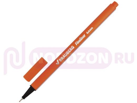 Ручка капиллярная BRAUBERG Aero, ОРАНЖЕВАЯ, трехгранная, металлический наконечник, 0,4мм