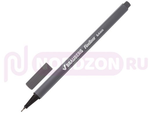 Ручка капиллярная BRAUBERG Aero, СЕРАЯ, трехгранная, металлический наконечник, 0,4мм