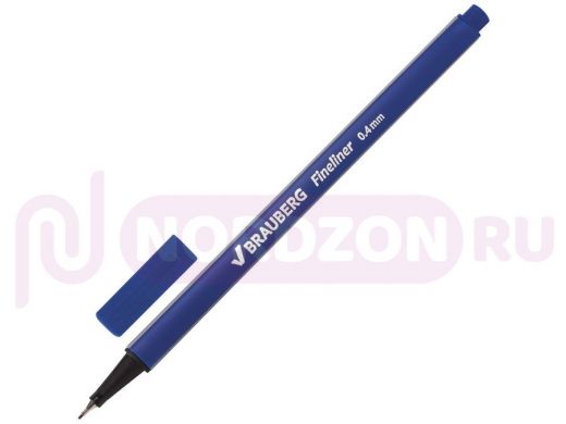 Ручка капиллярная BRAUBERG Aero, СИНЯЯ, трехгранная, металлический наконечник, 0,4мм