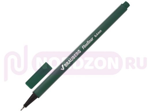 Ручка капиллярная BRAUBERG Aero, ТЕМНО-ЗЕЛЕНАЯ, трехгранная, металлический наконечник, 0,4мм