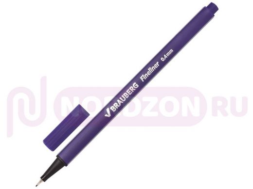 Ручка капиллярная BRAUBERG Aero, ФИОЛЕТОВАЯ, трехгранная, металлический наконечник, 0,4мм