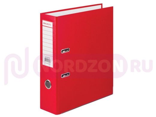 Папка-регистратор BRAUBERG с покрытием из ПВХ, 80 мм, с уголком, красная (удв. срок службы)