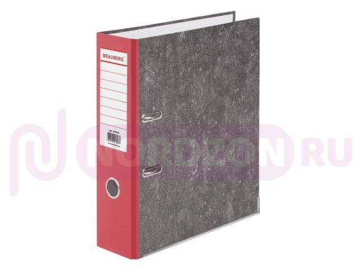 Папка-регистратор BRAUBERG, усиленный корешок, мраморное покрытие, 80 мм, с уголком, красная