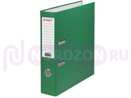 Папка-регистратор STAFF с покрытием из ПВХ, 70 мм, без уголка, зеленая