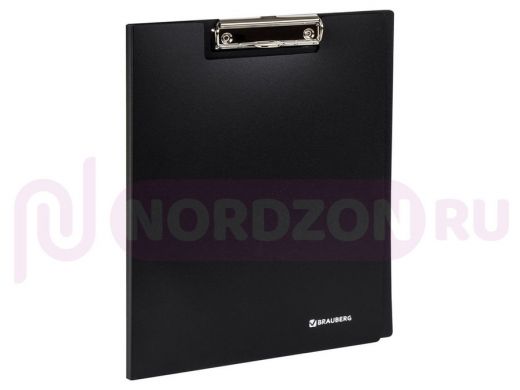Папка-планшет BRAUBERG Стандарт, А4 (310х230мм), с прижимом и крышкой, пластик, черная, 0,9мм
