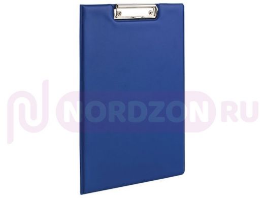 Папка-планшет BRAUBERG, А4 (340х240мм), с прижимом и крышкой, картон/ПВХ, РОССИЯ, синяя