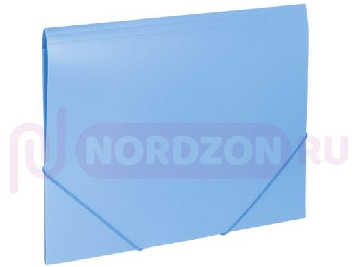 Папка на резинках BRAUBERG Office, голубая, до 300 листов, 500 мкм