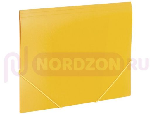Папка на резинках BRAUBERG Office, желтая, до 300 листов, 500 мкм