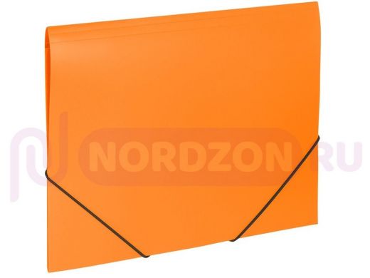 Папка на резинках BRAUBERG Office, оранжевая, до 300 листов, 500 мкм