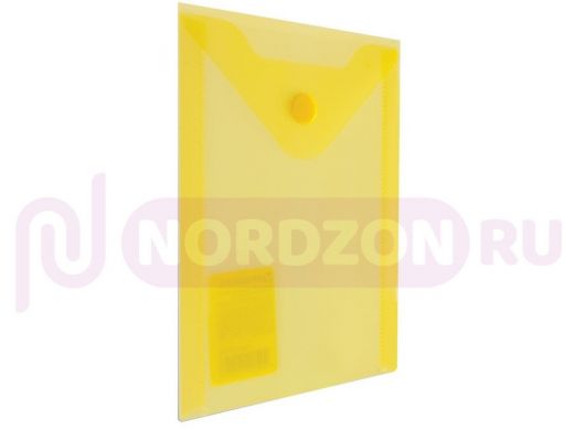 Папка-конверт с кнопкой МАЛОГО ФОРМАТА (105х148 мм), А6, желтая, 0,18 мм, BRAUBERG