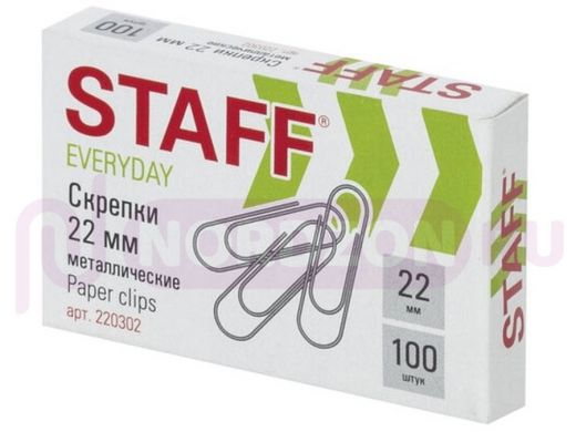 Скрепки STAFF, 22 мм, металлические, 100 шт., в картонной коробке, РОССИЯ