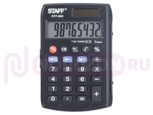 Калькулятор карманный STAFF STF-883 (95х62мм), 8 разрядов, двойное питание