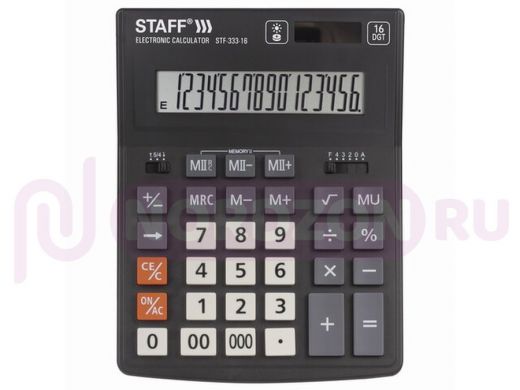 Калькулятор настольный STAFF PLUS STF-333, (200x154мм), 16 разрядов, двойное питание