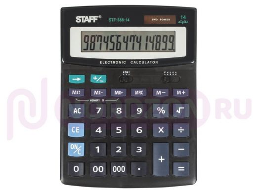 Калькулятор настольный STAFF STF-888-14 (200х150мм), 14 разрядов, двойное питание