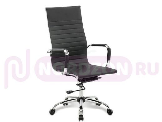 Кресло офисное BRABIX Energy EX-509, рециклированная кожа, хром, черное